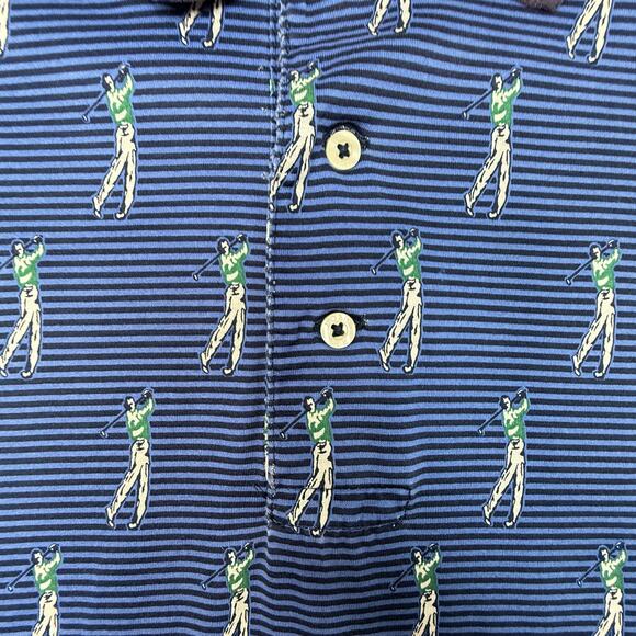 Polo Ralph Lauren Polo Shirt Mens Large Striped Golf Player Print Classic Fit - Picture 3 of 11